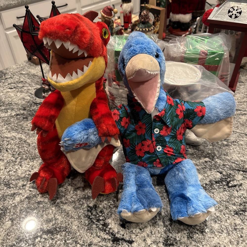 Build A‎ Bear Workshop Red T-Rex And Blue Pterodactyl With Hawaiian Shirt
